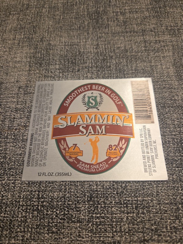 SLAMMIN SAM BEER CO CRAFT MICRO BEER LABEL WI