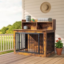Wooden 41in Dog Crate Indoor with Storage, Door End Table Decorative Pets Cage