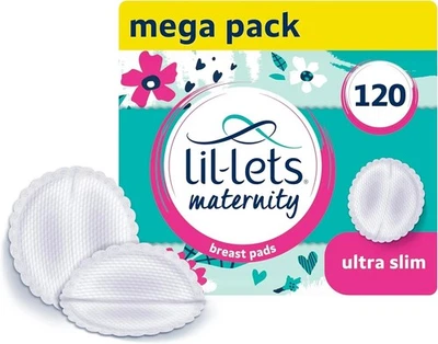 LIL-LETS UK LIMITED Lil-Lets Maternity Breast Pads, X 120 Count, Disposable Nursing Pads, One Sizes