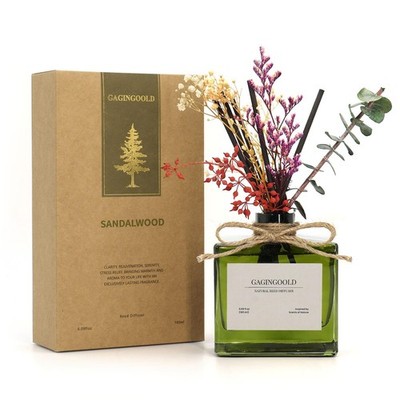 Reed Diffuser, 6.09 oz Earthy Sandalwood Scent Diffuser with Sticks & Dried F...