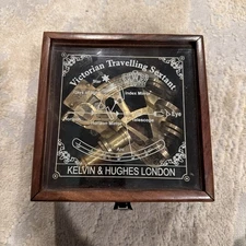 Victorian Travelling Sextant Nautical Navigation Instrument in Wooden Case