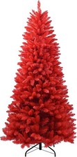 5ft Red Artificial Christmas Tree Halloween Full Real Xmas Tree 624 Branch Tips