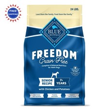 Dog Food Blue Buffalo Freedom Grain Free Senior Chicken & Potatoes 24 lb Energy 3.96 per pound