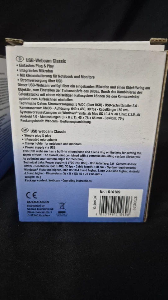 Konvolut 4x Basetech Classic BS-WC-01 Webcam 640x480 Kamera Posten USB Überwachu - Bild 3 von 4