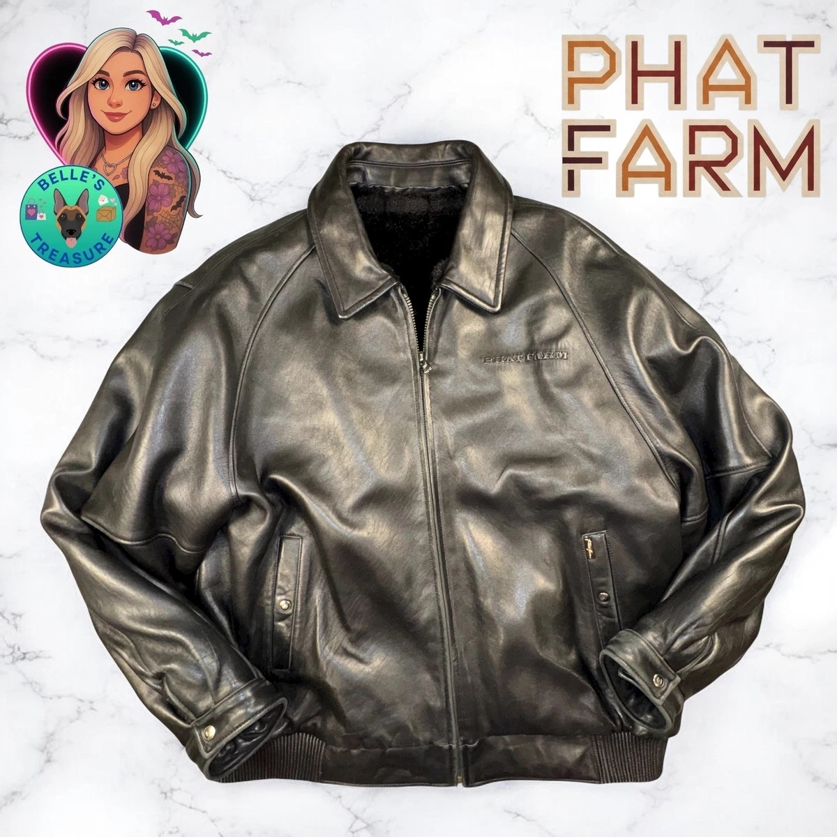 00s PHAT FARM レザージャケット 羊革 ラムレザー PHATFARM - PHAT FARM ファットファーム レザー パーカー ファー