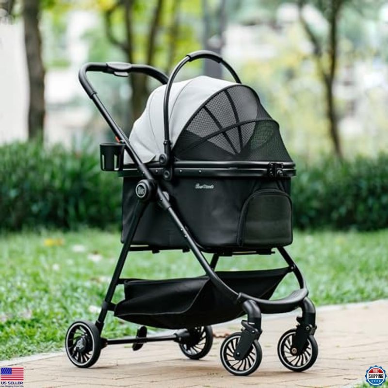 Pet Stroller for Small Dogs and Cats, One-Click Foldable Dog Stroller with