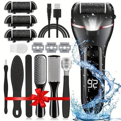 10pcs Dead Skin Remover Foot File Rechargeable Electric Grinder Pedicure Kit
