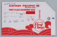 Cathay Pacific First Class Boarding Pass Airline CX 201 1981 Hong Kong Kai Tak