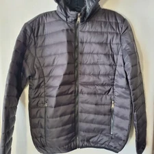 Ruxen Puffer Jacket Men’s Medium Black Full Zip Detachable Hoodie NWT 