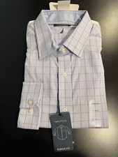 Nautica Dress Shirt Button Down Stripped Long Sleeve Collar 17 36/37 NWT