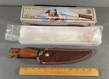 WAR EAGLE II CHIPAWAY CUTLERY HUNTING KNIFE & LEATHER SHEATH, NIB