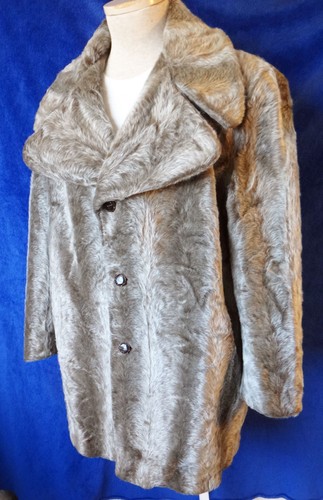 FUR mens coat VINTAGE faux vegan mink 