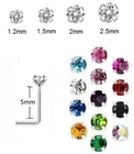 L Shape - CLAW SET Nose Stud 925 Silver, 0.6mm Thin - Crystal Size 1.2mm - 4mm