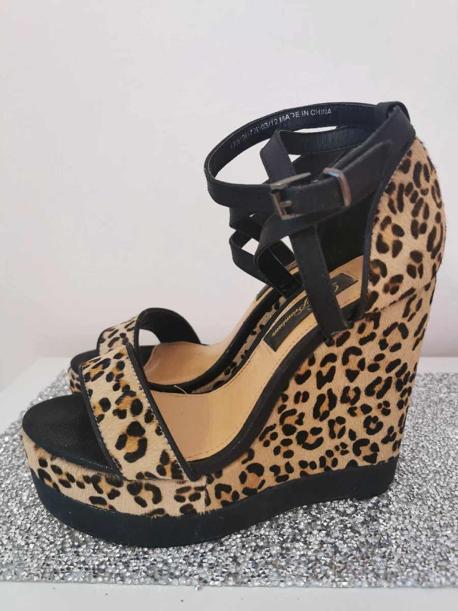 Leopard Print High Platform Wedge Shoes Size 4 ASOS eBay