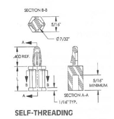 3/4'' long Female Circuit Board Post Self Threading Nylon K81005
