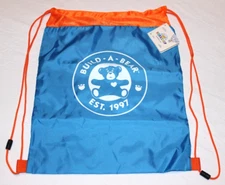 NWT BUILD-A-BEAR WORKSHOP 025354 BLUE & ORANGE BEAR CARRIER DRAWSTRING SACK