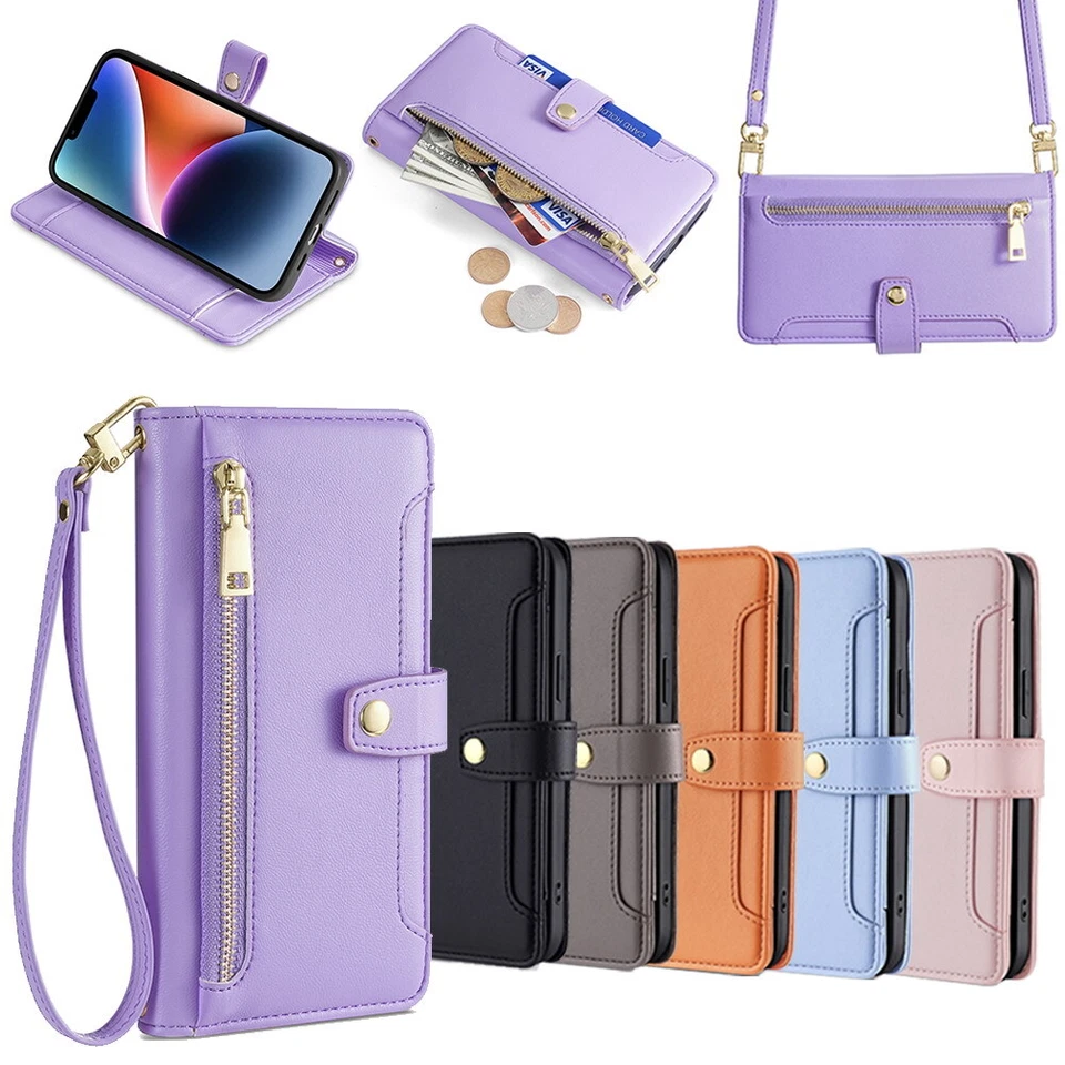 Cartera magnética bandolera cordón cuero genuino funda para One Plus 10 Pro Foto 3 de 4