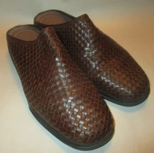 Nicole Rafter Womens 8.5M Brown Woven Leather Cushioned Comfort Mules - Brazil