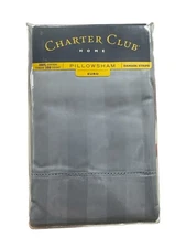 Charter Club Damask Stripe 100% Cotton 300 Thread Count Euro Pillow Sham Ocean