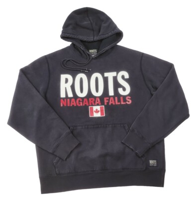 Vtg Roots Athletics Canada Niagara Falls Spell Out Hoodie Sweatshirt Mens Medium