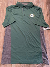 NWT Mens Green Bay Packers Dark Green Short Sleeve Performance Polo Shirt Small