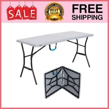 Lifetime 5 Foot Rectangle Fold-in-Half Table, Indoor/Outdoor, 60.3" x 25.5"