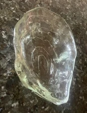 Oyster Shell Shaped Serving Bowl/Dish Molded | Translucent Green Glass