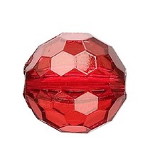 100 Grams 100 Acrylic Transparent Red 12mm Faceted Round Beads