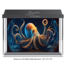 Orange Octopus Underwater Polyester Fish Tank Glass Backdrop Aquarium Background