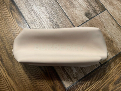 Burberry Logo Clutch Toiletry Bag Cosmetic Pouch Travel Case Beige