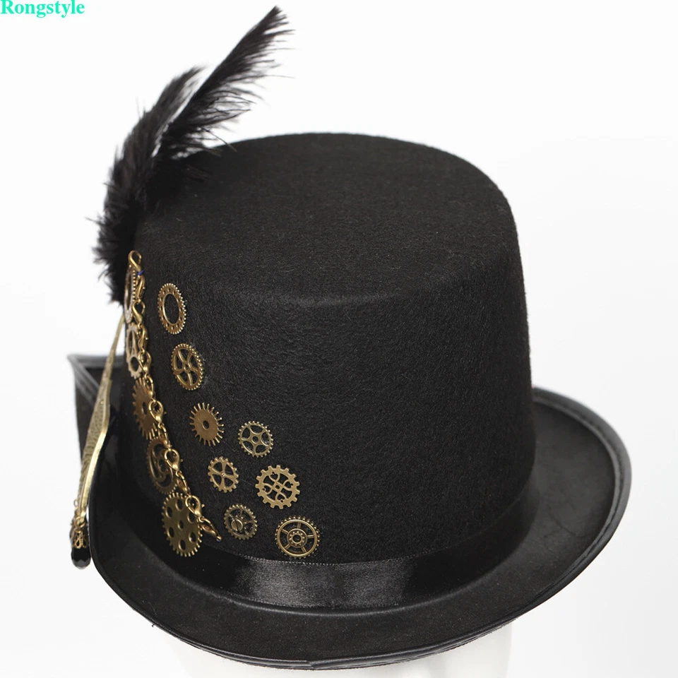 Top hat steampunk fantasia punk gótica festa formatura Halloween chapéu para homens e mulheres - Imagem 4 de 4