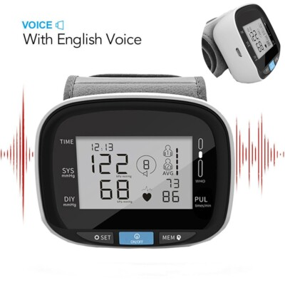 #ad Automatic Digital Wrist Blood Pressure Monitor Heart Rate LCD Screen With Voice $18.99