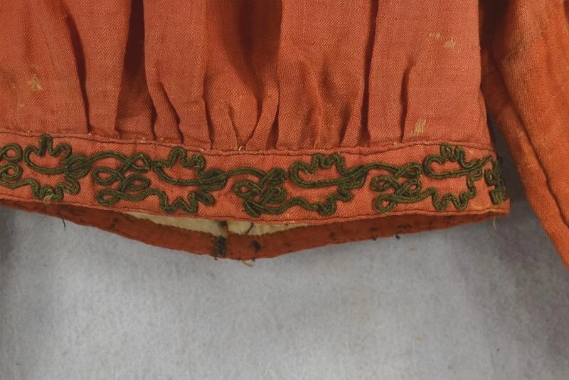 antique bodice top blouse girl child red wool bust 18 in. 19th c mid 1800s - Image 2 of 4