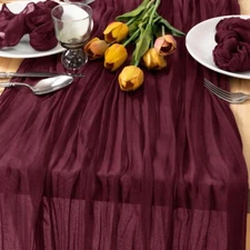 Halloween Burgundy Table Runner Cheesecloth Table Runner 10ft Gauze Rustic Fa...