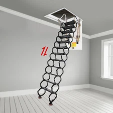 10ft Attic Ladder Loft Stairs Folding 12 Steps Pull Down Stairs Ladder Ceiling