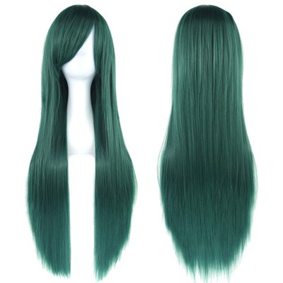 Soowee 80cm lang Kunsthaar weiß lila Cosplay Perücken Partyhaar glatt