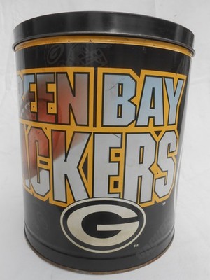 Vintage Green Bay Packers 1995 NFL Collectors Edition Tin Metal Trash Can w/Lid