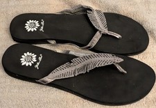 Yellow Box Flip Flops, Size 8, Pewter with original box
