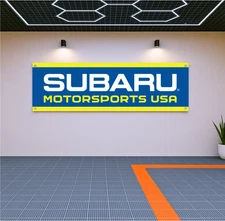Decoration Subaru Motorsports USA Flag Banner – 71x24 Garage or Man Cave Decor