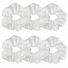 6 PCS Satin Scrunchies Soft Hair Ties Ponytail Holders Bands White 4.3 Inch
