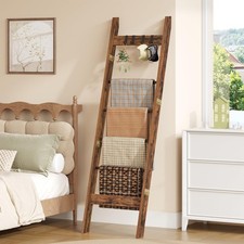 Hzuaneri Blanket Ladder for Living Room, Decorative 5 Tier, Rustic Brown