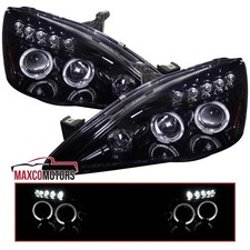 Smoke Fits 2003-2007 Honda Accord Led Halo Projector Headlights Headlamps Pair Smoke Fits 2003-2007 Honda Accord Led Halo Projector Headlights Headlamps Pair