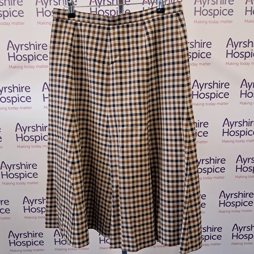 Aquascutum, Vintage Aquascutum of London Check Pleated Midi Skirt Made in England approx 12