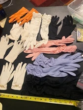 vintage dress formal gloves womens orange white black glove pair lot 9 pairs