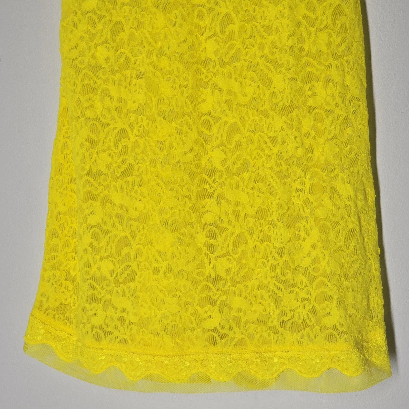 UNDERCOVER Victorias Secret Y2K Vestito Slip Giallo Pizzo Trasparente Babydoll Chemise Lingerie