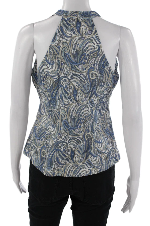 Blusa Drew Mujer Azul Cachemira Algodón Sin Mangas Abotonada Talla S Foto 3 de 4