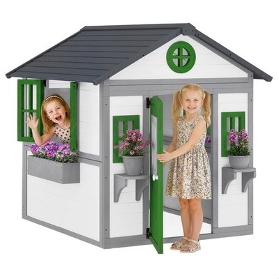Playhouse for Kids with Doors, Windows, Planter Pots and Boxes