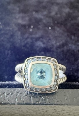 David Yurman Petite Albion Ring Blautopas in Größe 6,25
