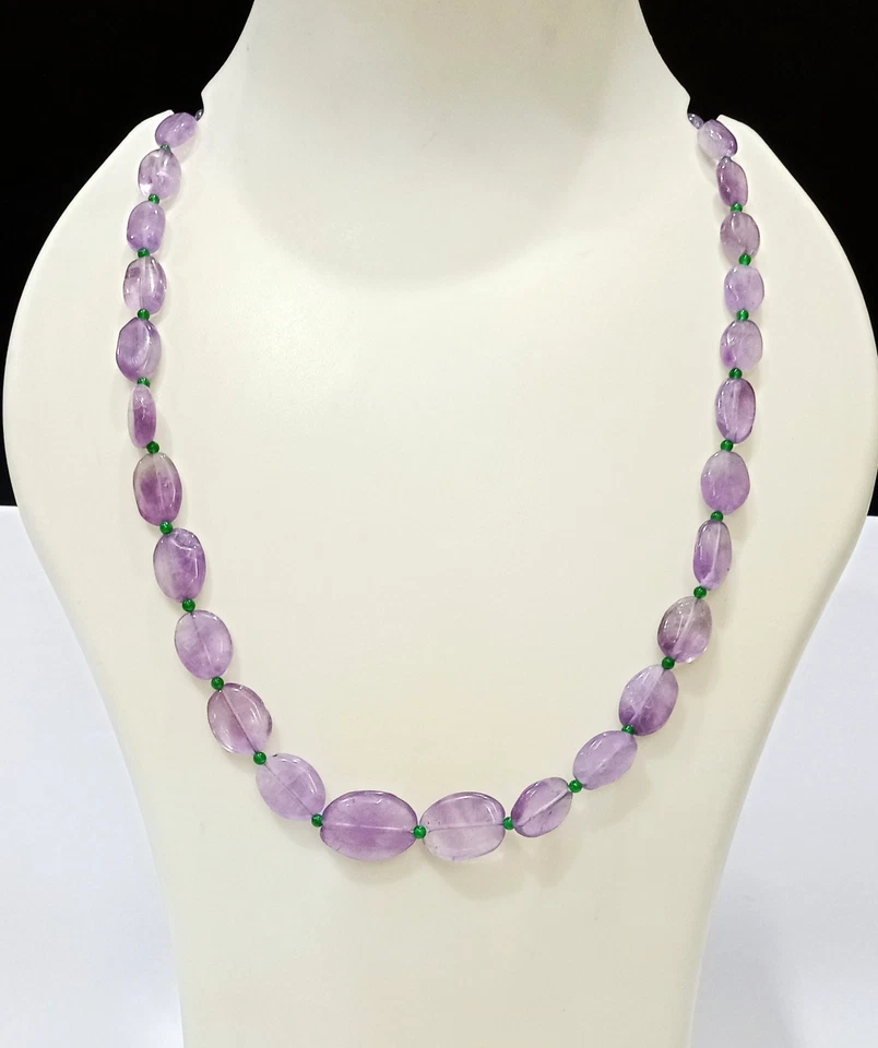 Collar de cuentas de amatista natural: joyería hecha a mano de piedras preciosas púrpuras Foto 4 de 4