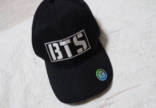 BTS Logo Cap Black Hat K-pop  Adjustable Cotton From Japan